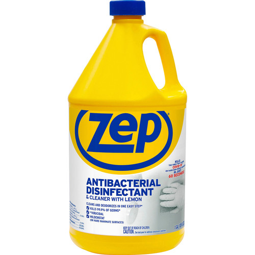 Zep Antibacterial Disinfectant and Cleaner - For Multipurpose - 128 fl oz (4 quart) - Lemon Scent - (ZPEZUBAC128CT)
