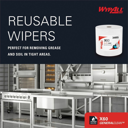Wypall GeneralClean X60 Multi-Task Cleaning Cloth Jumbo Roll - 12.20" Length x 12.40" Width - 1100 (KCC34955)