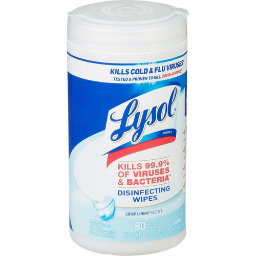 Lysol Disinfecting Wipes - Crisp Linen Scent - 7" Length x 7.25" Width - 80 / Canister - 6 / Carton (RAC89346CT)