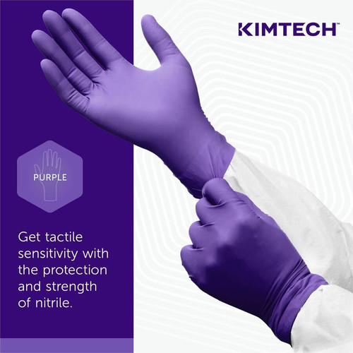 KIMTECH Purple Nitrile Exam Gloves - Medium Size - For Right/Left Hand - Purple - Latex-free, - For (KCC55082CT)