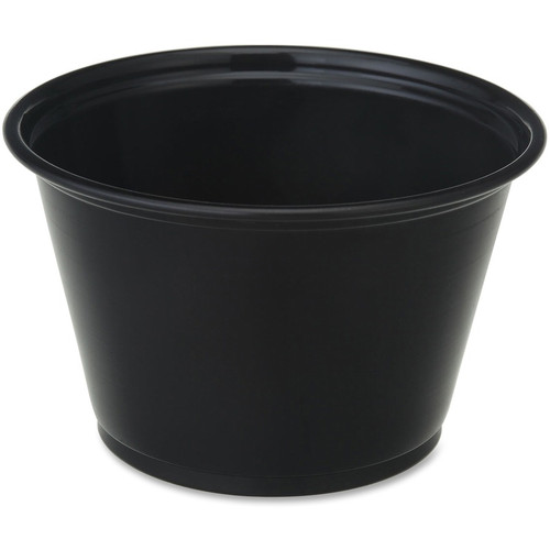 Genuine Joe 4 oz Portion Cups - 50.0 / Bag - 50 / Carton - Black - Polystyrene - Beverage, Sauce (GJO19068)