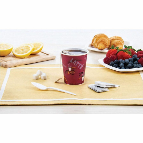 Solo 8 oz Bistro Design Disposable Paper Cups - 50 / Pack - Maroon - Paper - Beverage, Hot Drink, (SCC378SI0041)