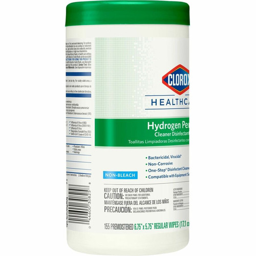 Clorox Healthcare Hydrogen Peroxide Cleaner Disinfectant Wipes - 155 / Canister - 1 Each - - White (CLO30825)