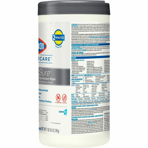 Clorox Healthcare VersaSure Cleaner Disinfectant Wipes - 8" Length x 6.75" Width - 85 / Canister - (CLO31757)