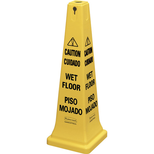 Rubbermaid Commercial 36" Safety Cone - 5 / Carton - Spanish, English - Caution, Wet Floor - 12.2" (RCP627677CT)