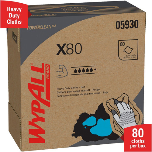 Wypall Power Clean X80 Heavy Duty Cloths - 16.80" Length x 8.34" Width - 80 / Box - 5 / Carton - - (KCC05930)