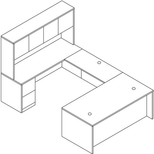 HON 10500 H105904L Pedestal Credenza - 72" x 24"29.5" - 2 x File Drawer(s)Left Side - Flat Edge - (HON105904LNN)