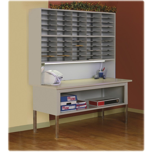 Mayline Mailflow-To-Go Sorting Table - 60" x 30"36" - 1 Shelve(s) - Finish: Chrome, Gray - Leveling (MLNTB60PG)