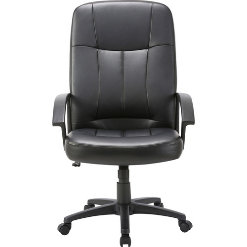 Lorell Chadwick Series Executive High-Back Chair - Black Leather Seat - Black Frame - 5-star Base - (LLR60120)