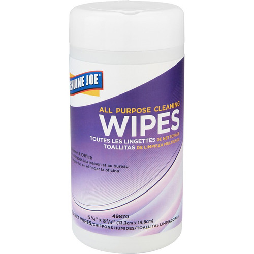 Genuine Joe All Purpose Cleaning Wipes - 5.88" Length x 5.13" Width - 100 / Canister - 1 Each - to (GJO49870)