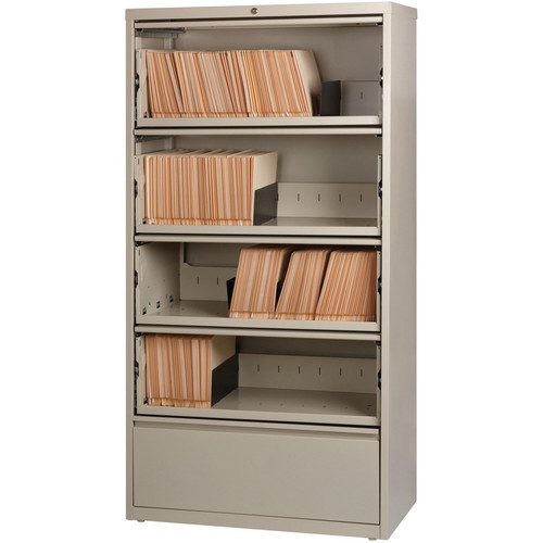 Lorell Fortress Lateral File with Roll-Out Shelf - 36" x 18.6" x 68.8" - 5 x Drawer(s) for File - - (LLR43512)