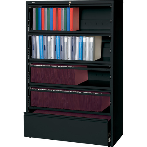 Lorell Fortress Lateral File with Roll-Out Shelf - 42" x 18.6" x 68.8" - 5 x Drawer(s) for File - - (LLR43517)