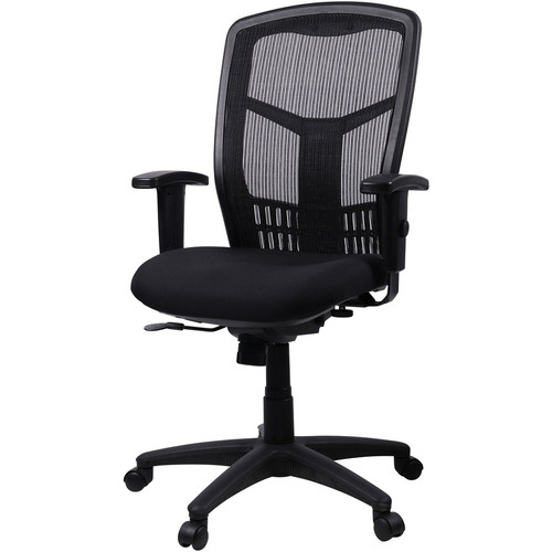 Lorell Executive Mesh High-back Swivel Chair - Black Fabric Seat - Steel Frame - Black - 1 Each (LLR86205)
