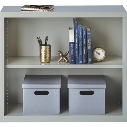 Lorell Fortress Series Bookcase - 34.5" x 13" x 30" - 2 x Shelf(ves) - Light Gray - Powder Coated - (LLR41280)