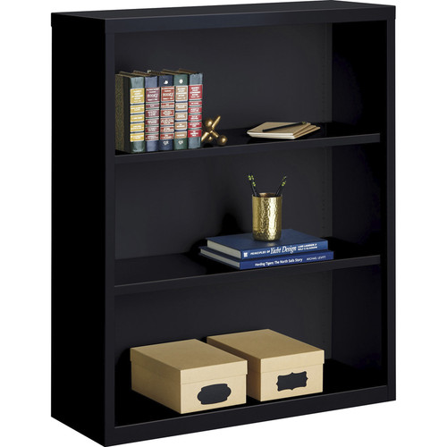 Lorell Fortress Series Bookcase - 34.5" x 13" x 42" - 3 x Shelf(ves) - Black - Powder Coated - - (LLR41285)