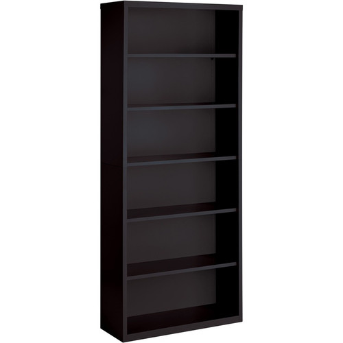 Lorell Fortress Series Bookcase - 34.5" x 13" x 82" - 6 x Shelf(ves) - Black - Powder Coated - - (LLR41294)
