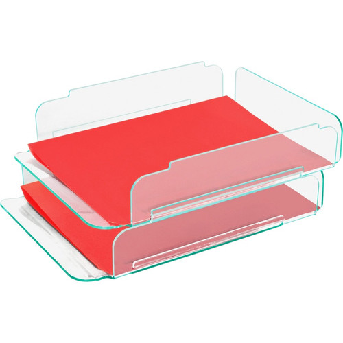 Lorell Stacking Document Trays - Desktop - Durable, Lightweight, Non-skid, Stackable - Clear - - 1 (LLR80655)