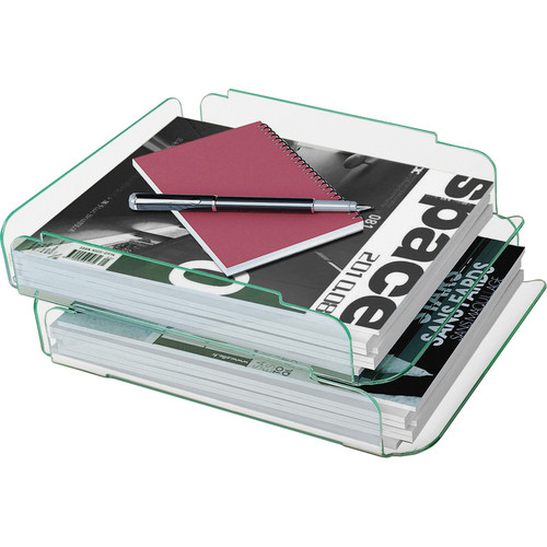 Lorell Stacking Document Trays - Desktop - Durable, Lightweight, Non-skid, Stackable - Clear - - 1 (LLR80655)