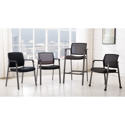 Lorell Mesh Back Guest Chair - Black Fabric Seat - Black Mesh Back - 1 Each (LLR30956)