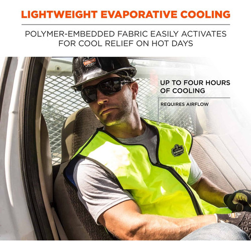 Ergodyne Chill-Its Evaporative Cooling Vest - Large Size - Polymer, Nylon - Lime - Comfortable, - 1 (EGO12534)