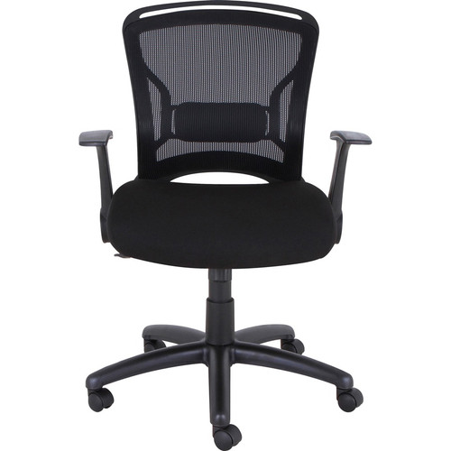 Lorell Flipper Arm Mid-back Office Chair - Fabric Seat - Mid Back - 5-star Base - Black - 1 Each (LLR59519)