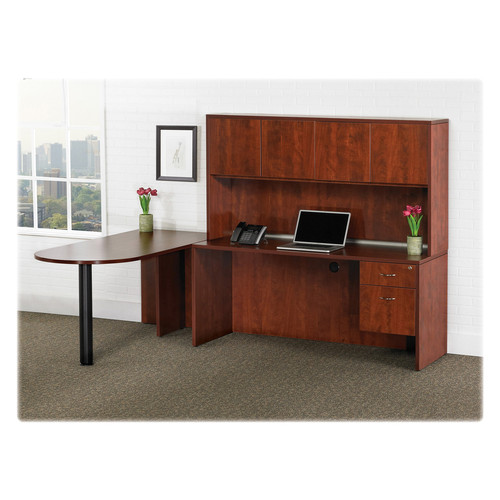 Lorell Essentials Series Front Reception Desk - 1" Top, 72" x 36"42.5" Desk - Finish: Mahogany - - (LLR59582)