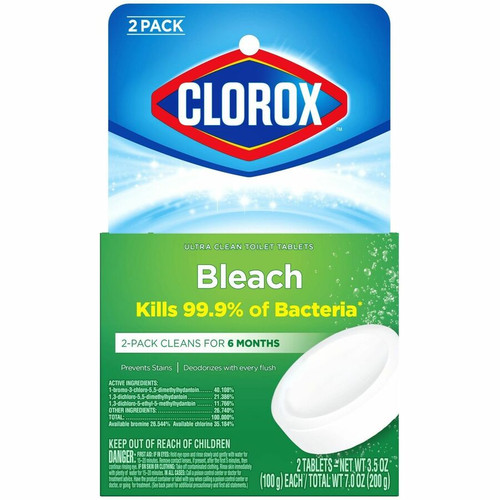 Clorox Ultra Clean Toilet Tablets Bleach - 3.50 oz (0.22 lb) - 2 / Pack - 6 / Carton - Deodorize - (CLO30024CT)
