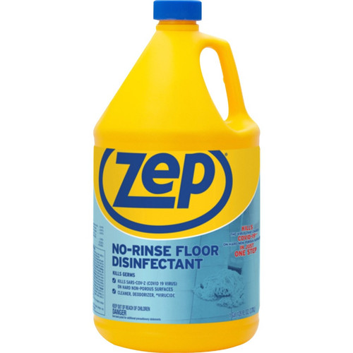 Zep No-Rinse Floor Disinfectant - 128 fl oz (4 quart) - 4 / Carton - Disinfectant, Deodorize - Blue (ZPEZUNRS128CT)