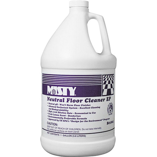 MISTY Neutral Floor Cleaner - Concentrate - 128 fl oz (4 quart) - Lemon Scent - 4 / Carton - Scent (AMR1033704CT)