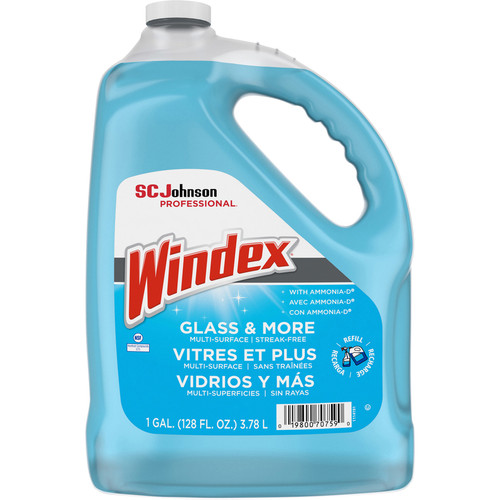 Windex Glass Cleaner with Ammonia-D - 128 fl oz (4 quart) - 4 / Carton - Non-streaking, - Blue (SJN696503CT)