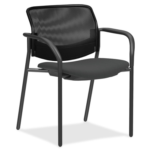 Lorell Advent Mesh Back Guest Chairs with Arms - Tubular Steel Frame - Mid Back - Four-legged Base (LLR83112)