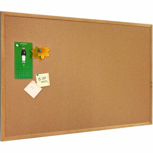 Lorell Bulletin Board - 18" Height x 24" Width - Cork Surface - Long Lasting, Warp Resistant - Oak (LLR19766)