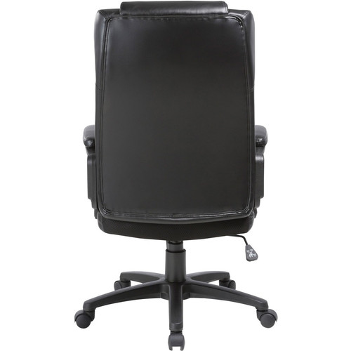 Lorell High-back Executive Chair - Black Bonded Leather Seat - Black Bonded Leather Back - High - - (LLR41844)