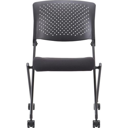 Lorell Upholstered Foldable Nesting Chairs - Black Fabric Seat - Black Plastic Back - Metal Frame - (LLR41848)
