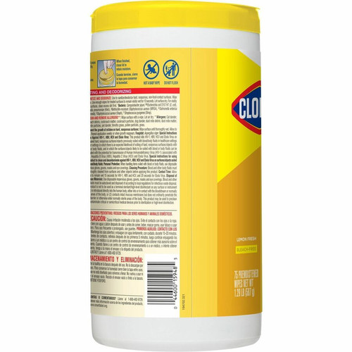 CloroxPro Disinfecting Wipes - Ready-To-Use - Lemon Fresh Scent - 75 / Canister - 240 / - to (CLO15948BD)