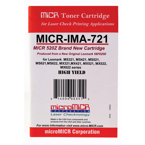 microMICR Alternative Lexmark MS321 MICR Imaging Unit - Laser Print Technology - 60000 Pages - 1 - (MCMMICRIMA721)