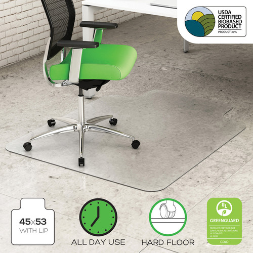 Deflecto Earth Source Hard Floor Chair Mat - Hard Floor - 53" Length x 45" Width x 0.100" Thickness (DEFCM2E232PB)