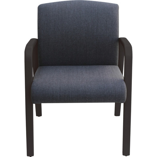 Lorell Flannel-Upholstered Guest Chair - Gray, Black Fabric Seat - Wood Frame - Mid Back - Base - - (LLR68559)