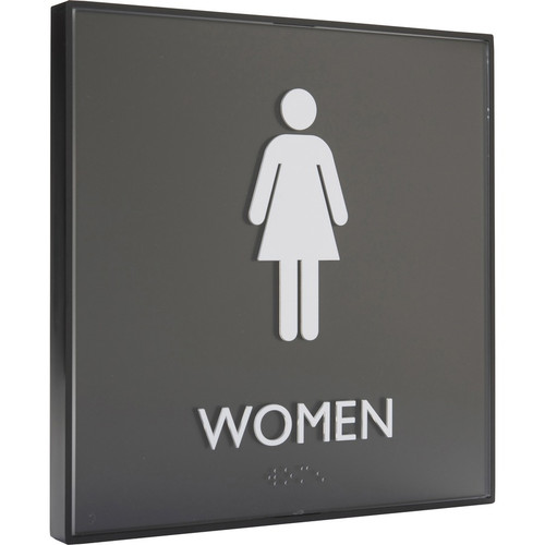Lorell Women's Restroom Sign - 1 Each - Women Print/Message - 8" Width x 8" Height - Square Shape - (LLR02656)