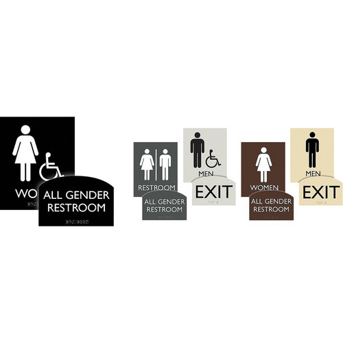 Lorell Arched Men's Handicap Restroom Sign - 1 Each - Men Print/Message - 6.8" Width x 8.5" Height (LLR02677)