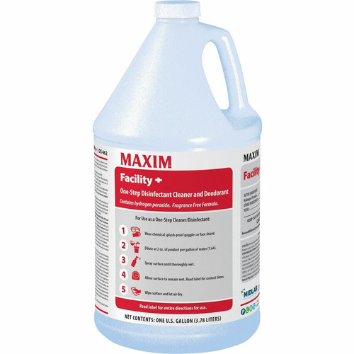 Maxim Facility+ One Step Disinfectant - 128 fl oz (4 quart) - 4 / Carton - Deodorant, Non-porous - (MLB04620041)