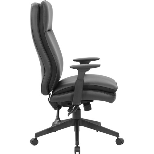 Lorell Soft High-back Executive Office Chair - Black Vinyl Seat - Black Vinyl Back - Black Frame - (LLR03206)