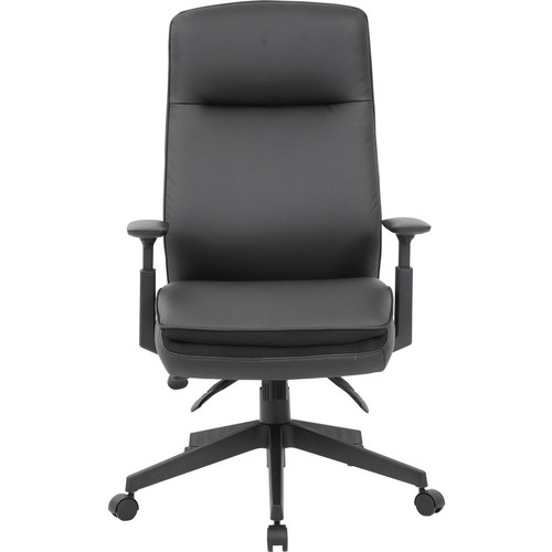 Lorell Soft High-back Executive Office Chair - Black Vinyl Seat - Black Vinyl Back - Black Frame - (LLR03206)