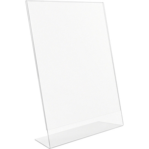 Lorell L-base Slanted Sign Holder Stand - Support 8.50" x 11" Media - Acrylic - 3 / Pack - Clear (LLR49208)