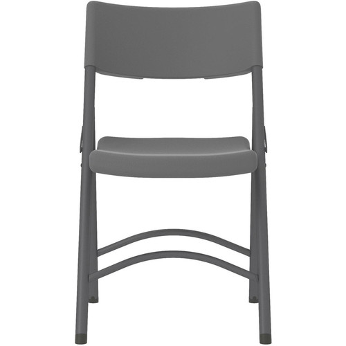 Cosco Zown Classic Commercial Resin Folding Chair - Gray Seat - Gray Back - Gray Steel, High Resin, (CSC60410SGY4E)