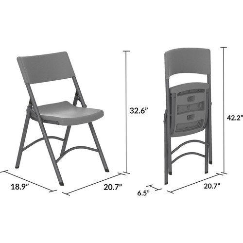 Cosco Zown Classic Commercial Resin Folding Chair - Gray Seat - Gray Back - Gray Steel, High Resin, (CSC60410SGY4E)