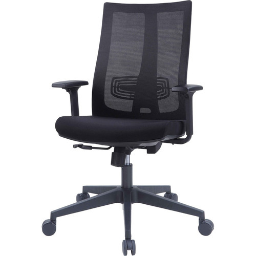 Lorell High-Back Molded Seat Office Chair - Black Fabric Seat - Black Mesh Back - High Back - Base (LLR42174)