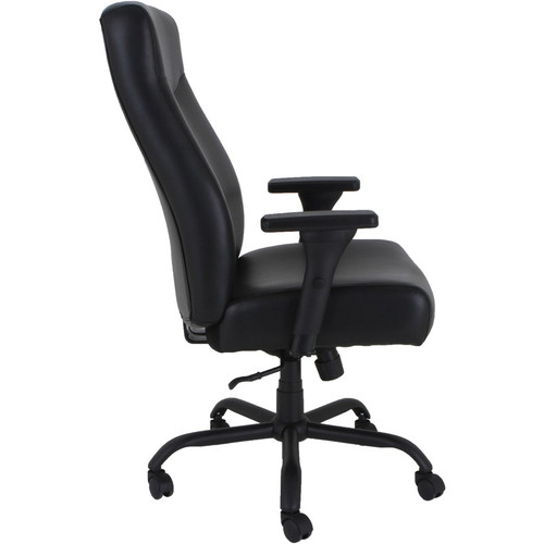 Lorell Big & Tall Executive High-Back Chair With Adjustable Arms - Black Bonded Leather Seat - Back (LLR48846)