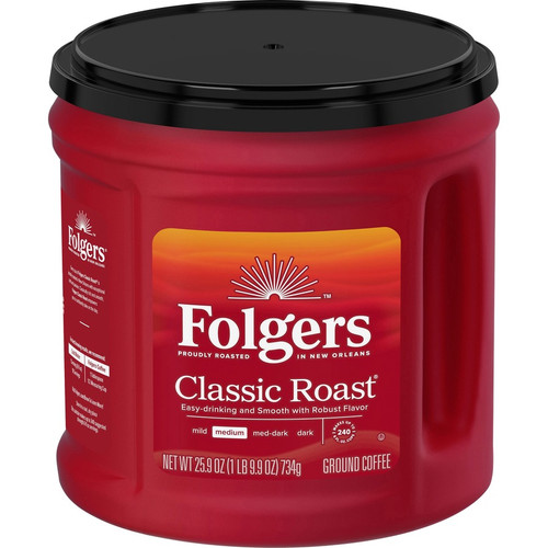 Folgers Ground Classic Roast Coffee - Medium - 25.9 oz - 6 / Carton (FOL30407CT)