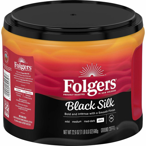 Folgers Ground Black Silk Coffee - Dark - 22.6 oz - 6 / Carton (FOL30439CT)